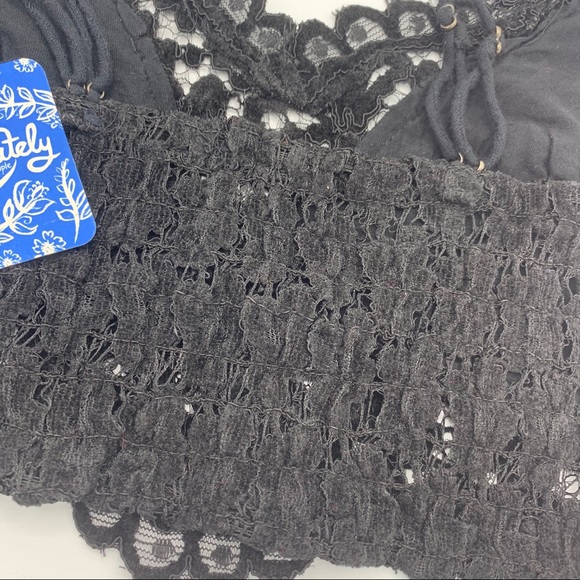 Free People Celine Lace Bralette Size XS Black Velvet - Picture 8 of 9